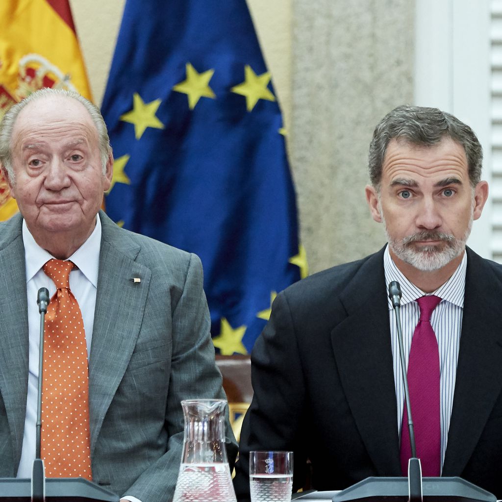 Juan Carlos und König Felipe VI. bei einem Meeting in Madrid im Mai 2019