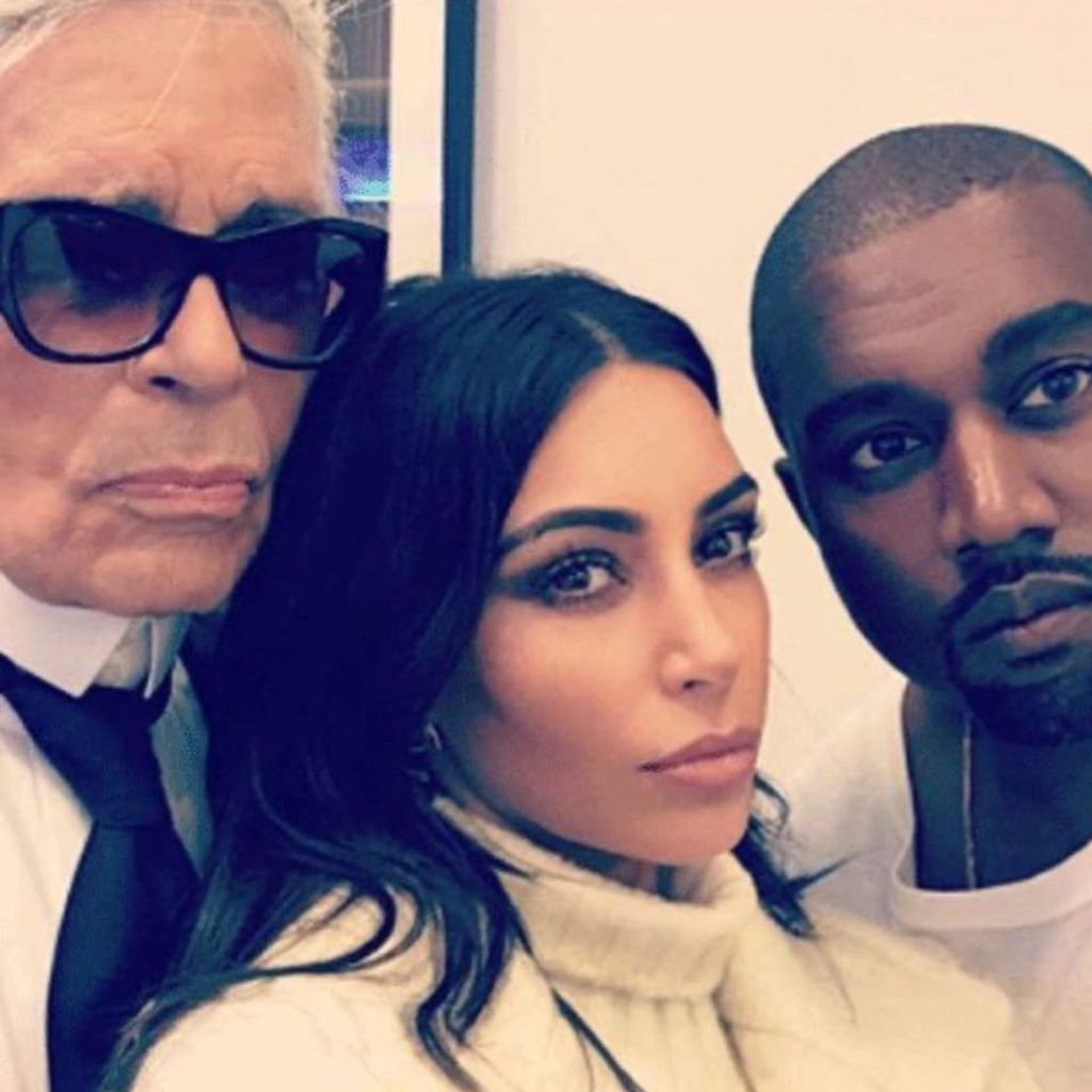 Karl Lagerfeld, Kim Kardashian und Kanye West
