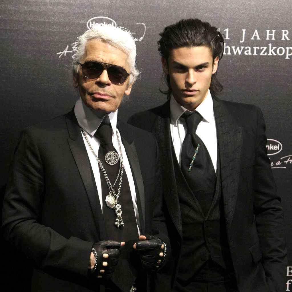 Karl Lagerfeld und Baptiste Giabiconi bei einem Event in Düsseldorf, Oktober 2009