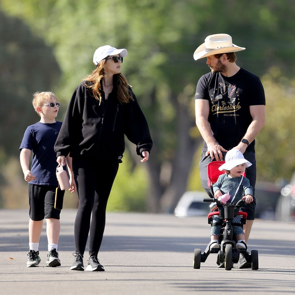 Katherine Schwarzenegger und Chris Pratt mit ihrer Tochter Lyla und Chris' Sohn Jack