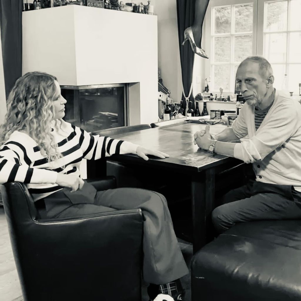 Katja Burkard, Moderatorin, mit Christoph Daum, Fußballtrainer