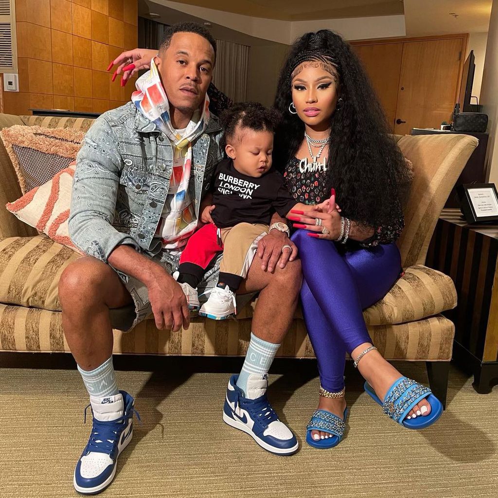Nicki Minaj mit ihrem Sohn und ihrem Mann Kenneth Petty