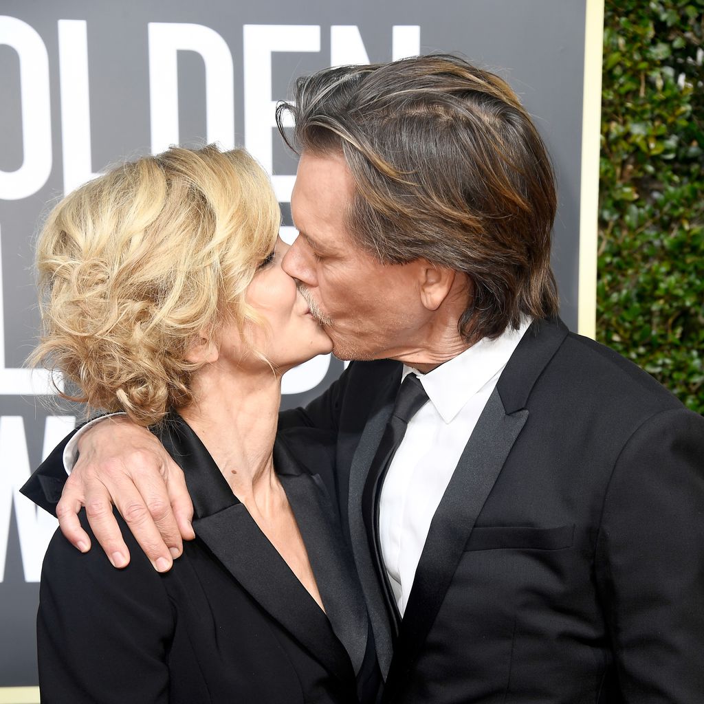 Schauspieler Kevin Bacon und Kyra Sedgwick bei den Golden Globes 2018
