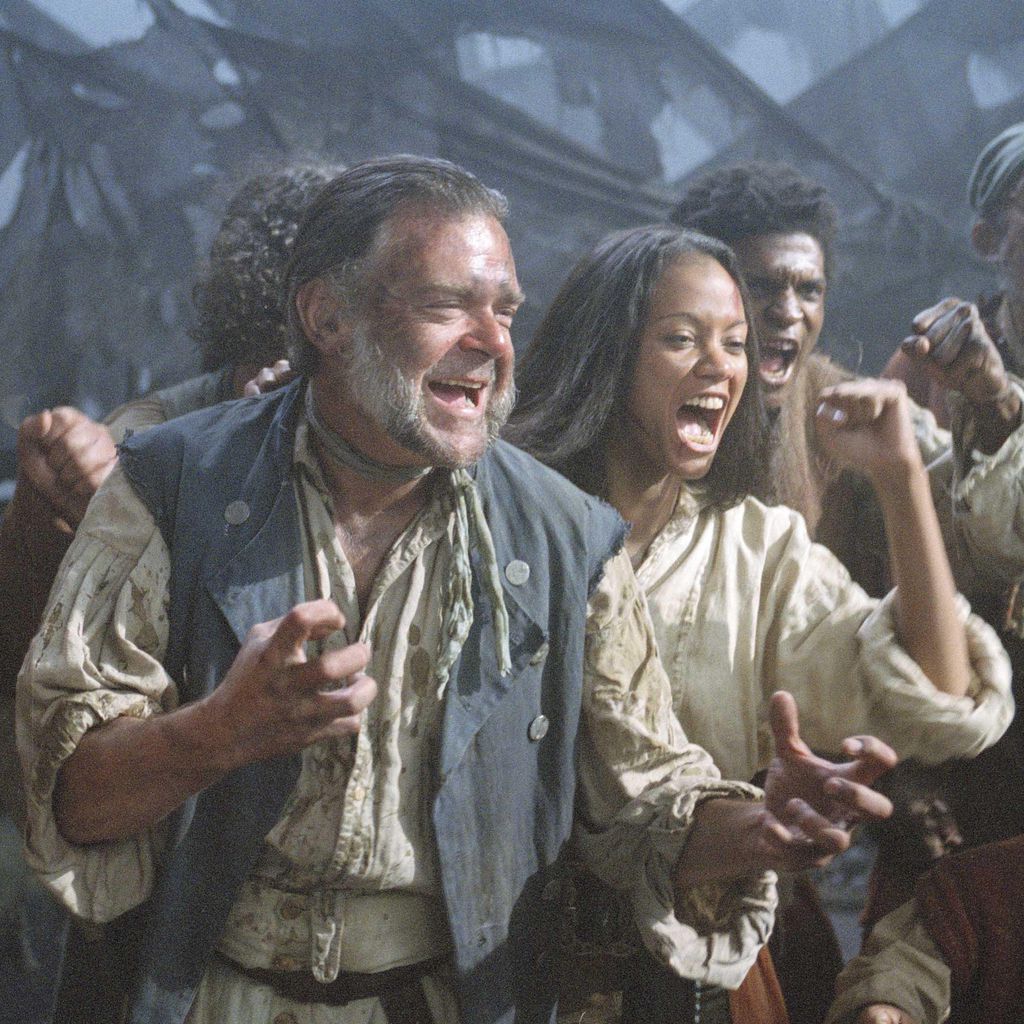 Kevin R. Mcnally und Zoe Saldana in "Fluch der Karibik"