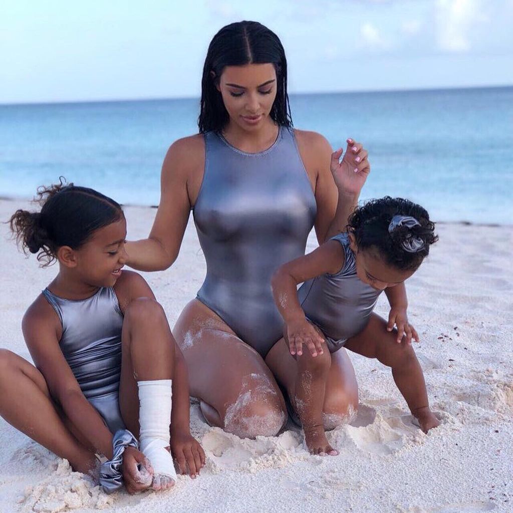 Kim Kardashian mit ihren Töchtern North und Chicago, August 2019