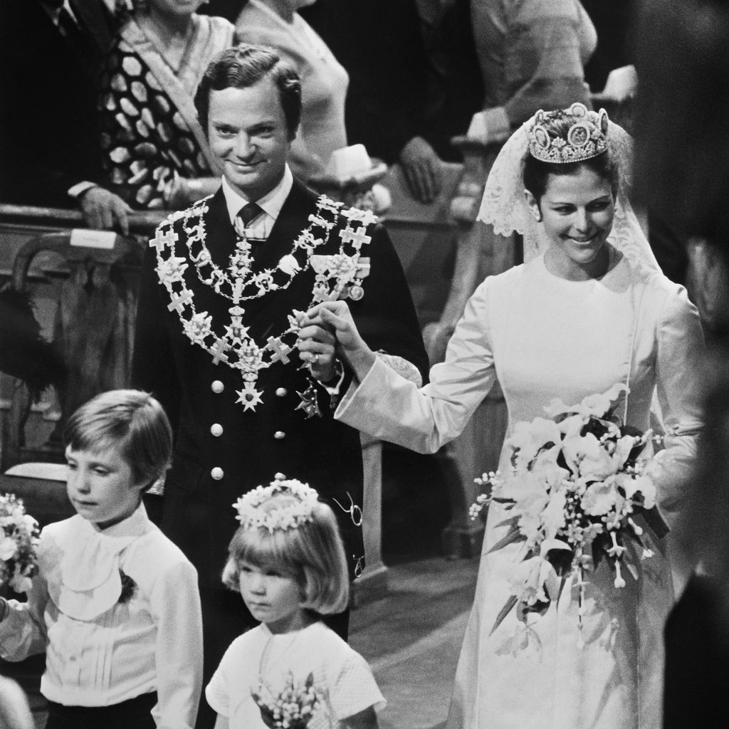König Carl Gustaf und Silvia von Schweden bei ihrer Hochzeit 1976