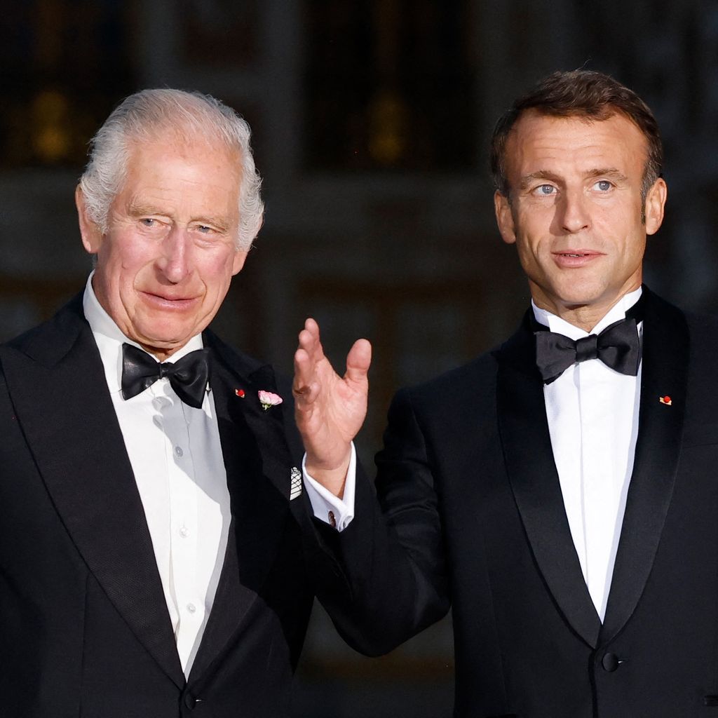 König Charles III. und Emmanuel Macron beim Staatsbankett in Versailles, September 2023