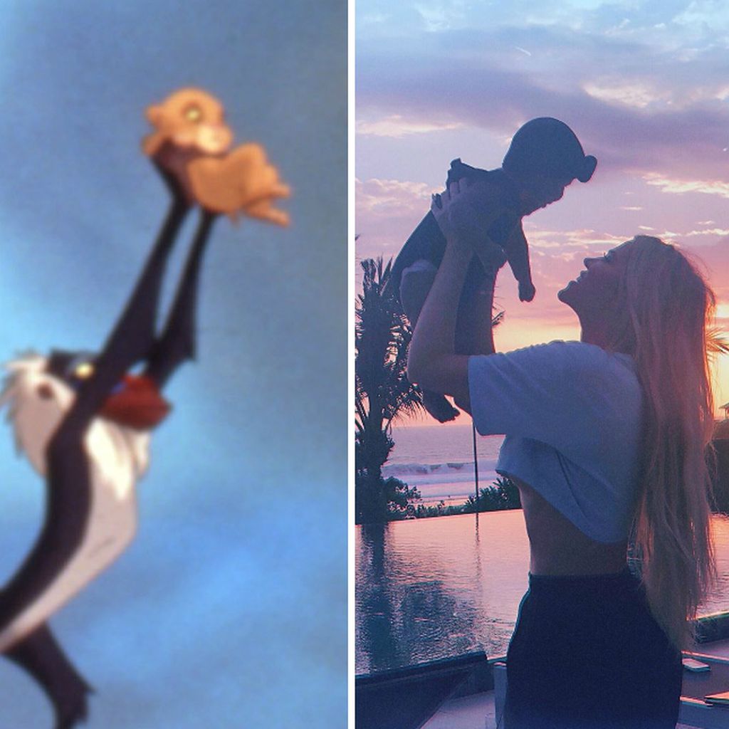 "König der Löwen"-Filmszene und Khloe Kardashian mit True