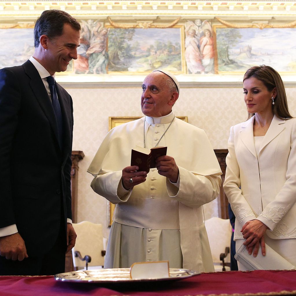 König Felipe, Papst Franziskus I. und Königin Letizia, Juni 2014