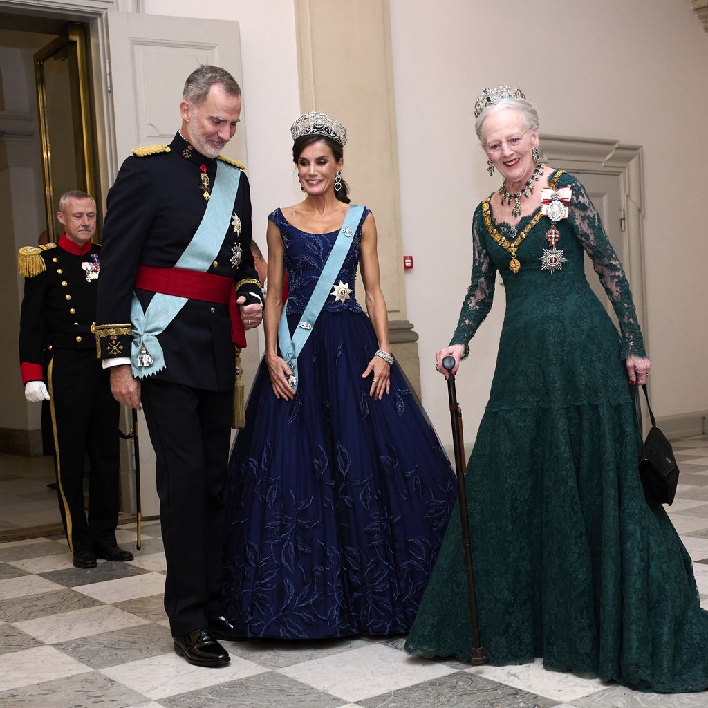 König Felipe mit Königin Letizia und Königin Margrethe im November 2023 in Kopenhagen
