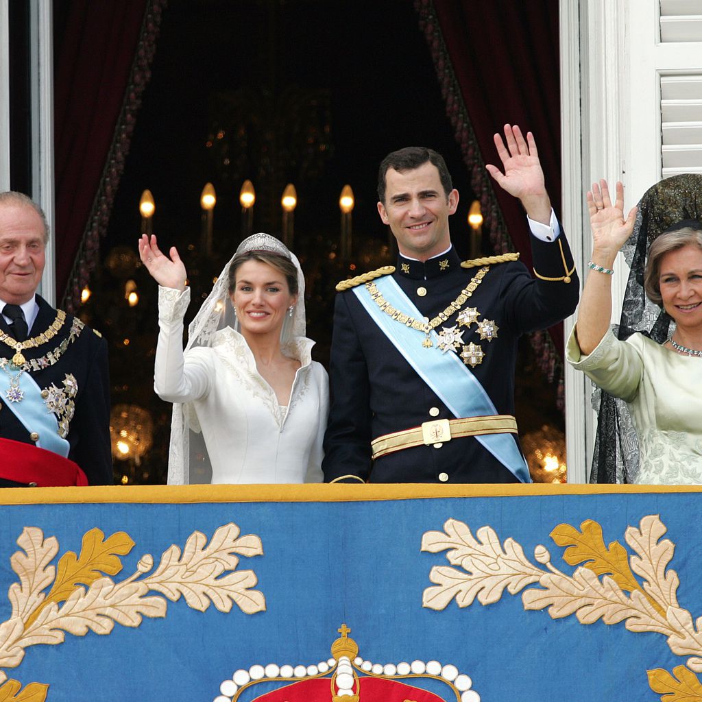 Juan Carlos von Spanien, Königin Letizia, König Felipe und Sofia von Spanien, Mai 2004