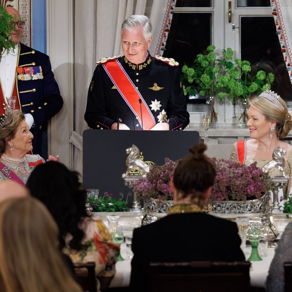 Staatsbankett in Oslo mit König Harald V., Königin Sonja, Kronprinz Haakon, König Philippe und Königin Mathilde
