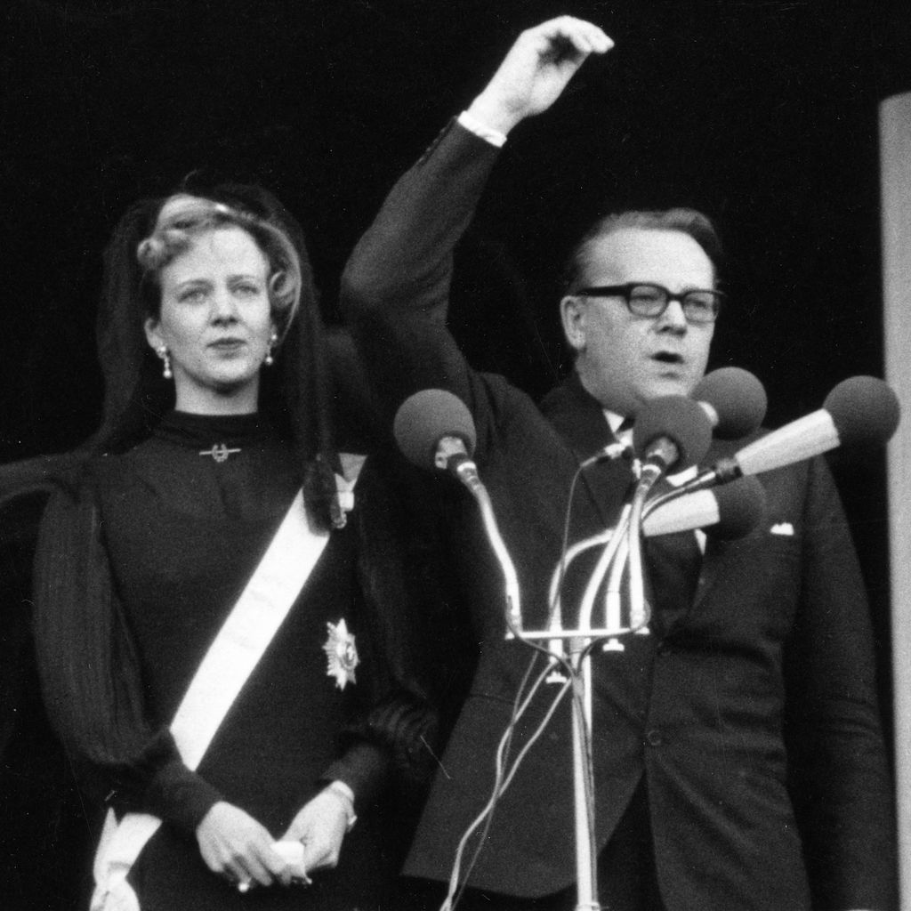 Königin Margrethe bei ihrer Proklamation am 15. Januar 1972
