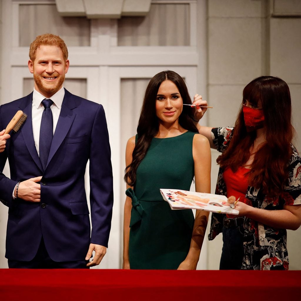 Wachsfiguren von Prinz Harry und Herzogin Meghan, 2020.