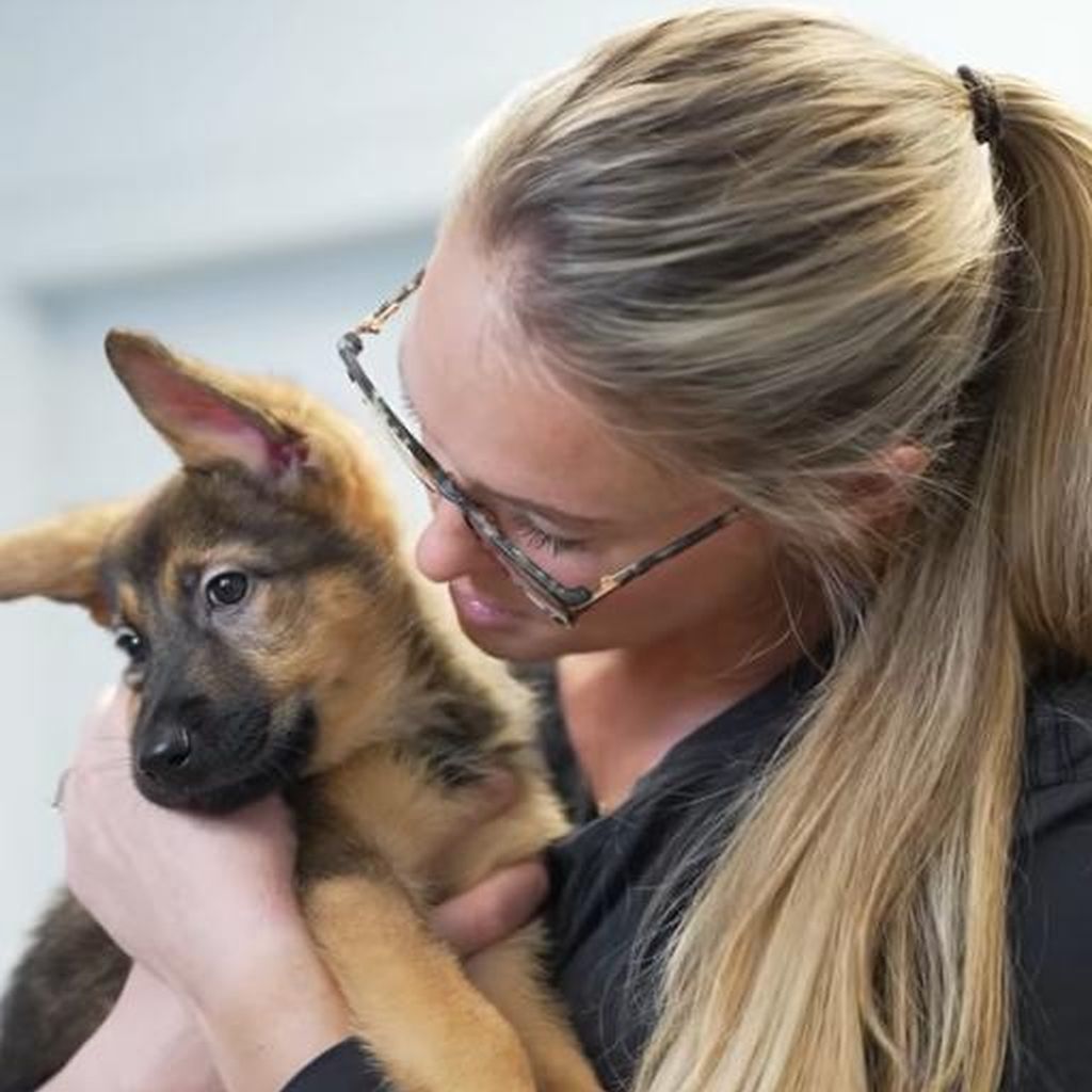 Kylie Kelce mit Hündin Bernadette