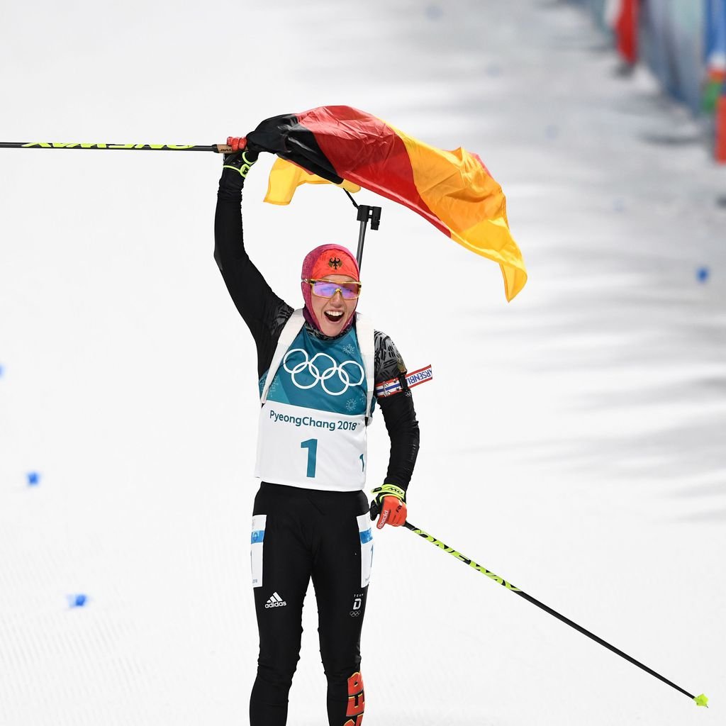 Laura Dahlmeier bei ihrem Sieg bei den Olympischen Winterspielen 2018