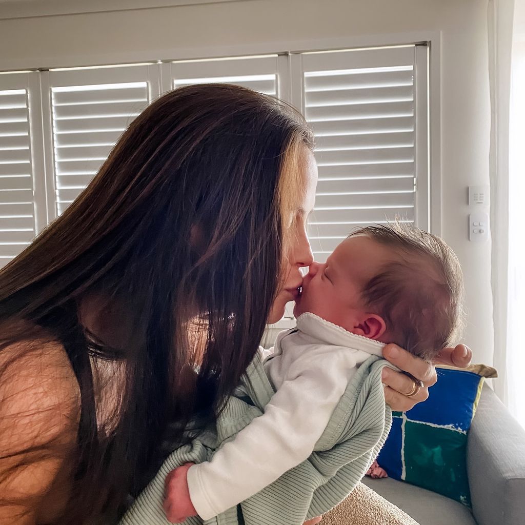 Lauren Brant mit ihrem Sohn Clay im August 2024