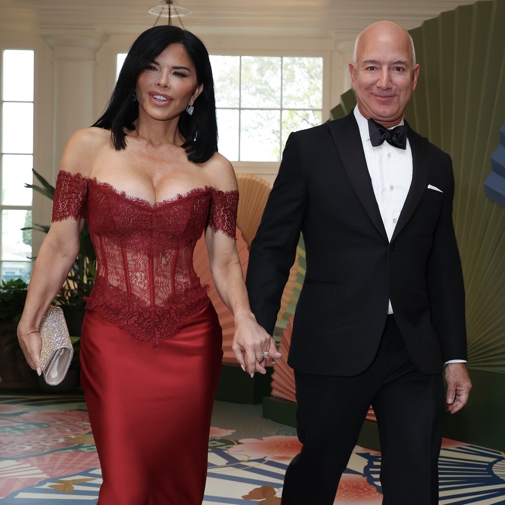 Lauren Sanchez und Jeff Bezos im Weißen Haus im April 2024