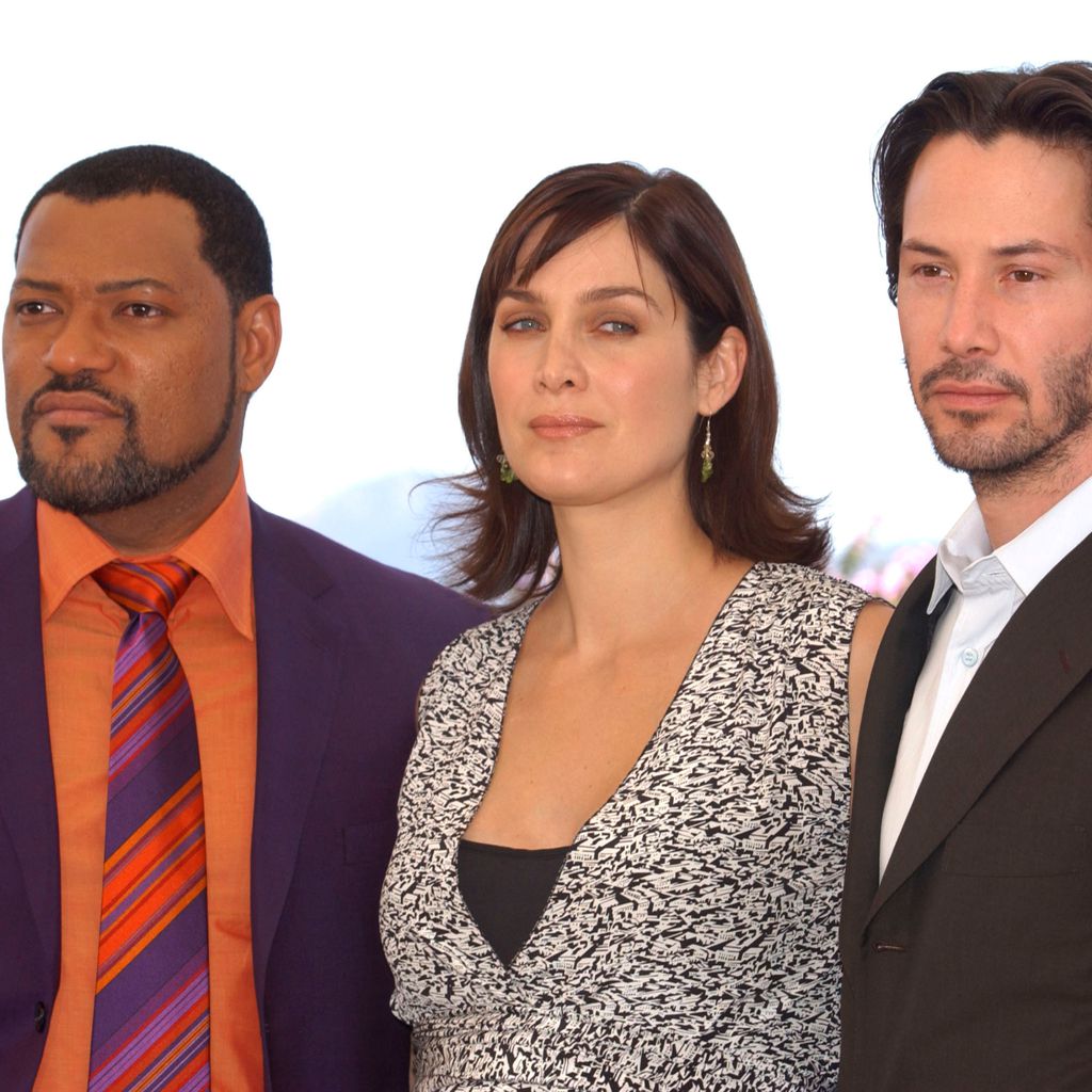 Laurence Fishburne, Carrie-Anne Moss und Keanu Reeves in Cannes 2003