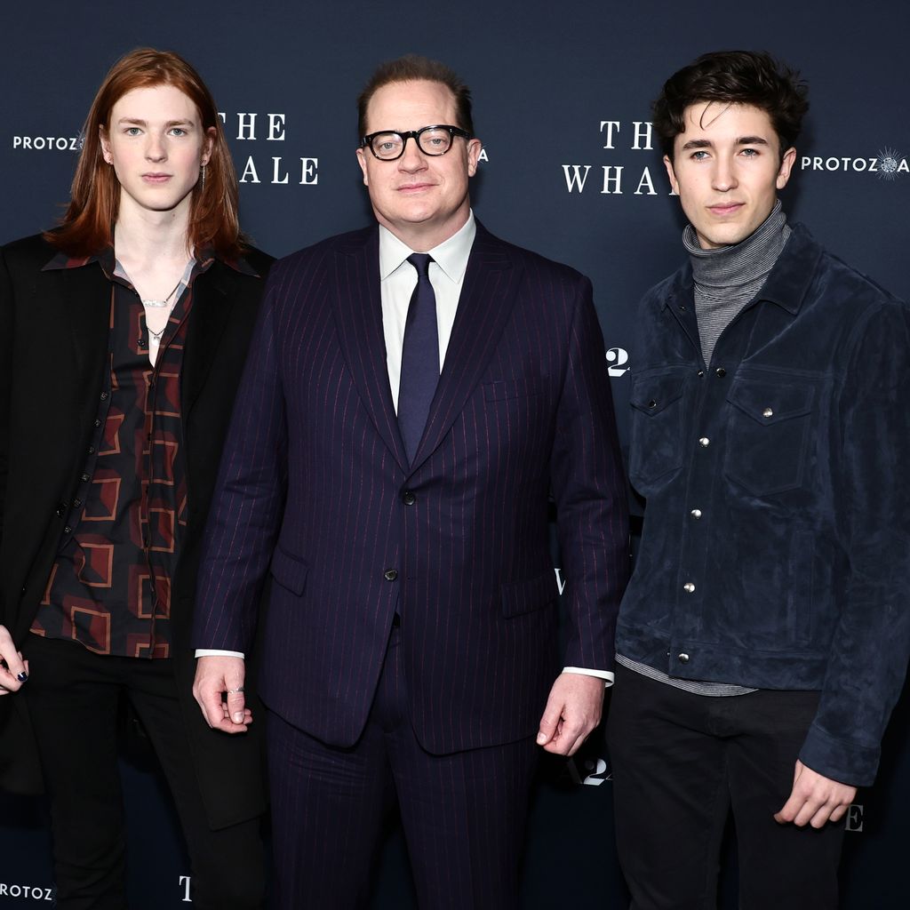 Leland Fraser, Brendan Fraser und Holden Fraser bei der Premiere von "The Whale"