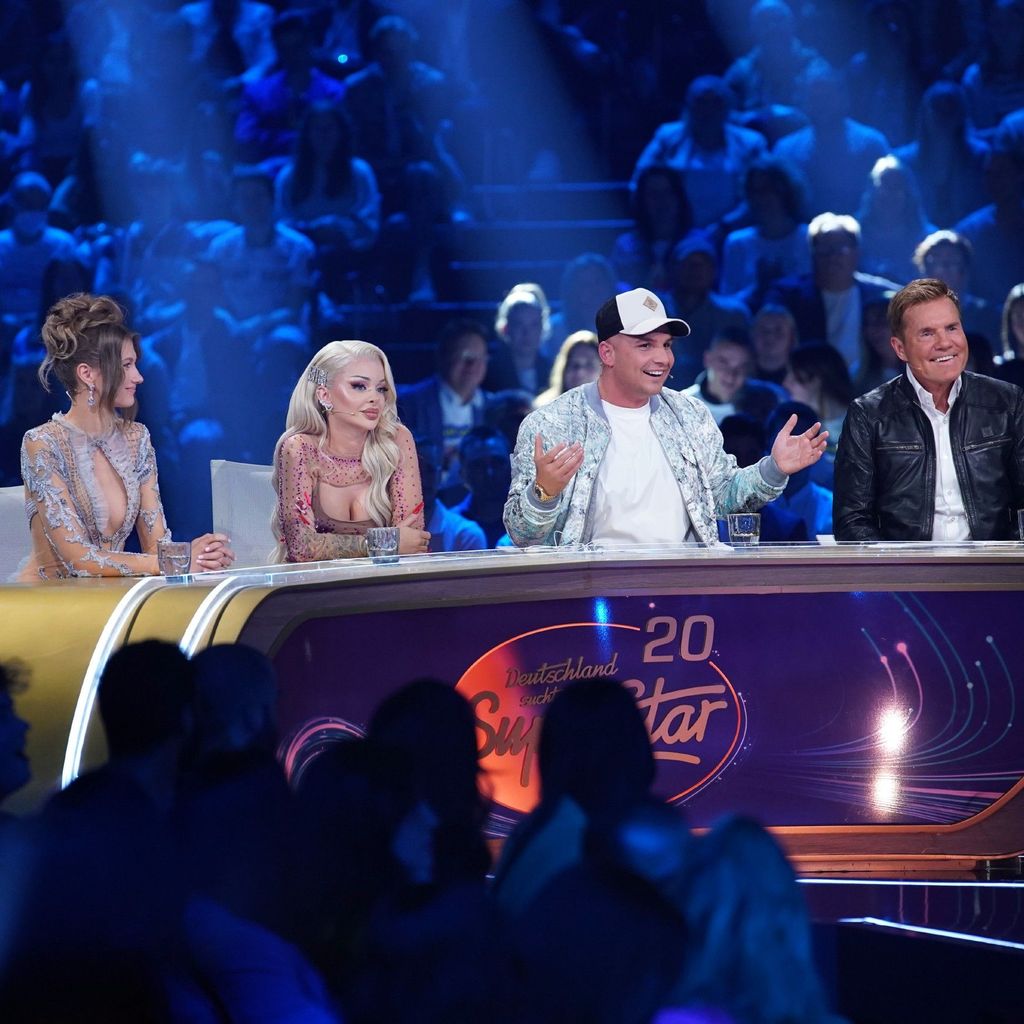 Leony, Katja Krasavice, Pietro Lombardi und Dieter Bohlen bei DSDS 2023