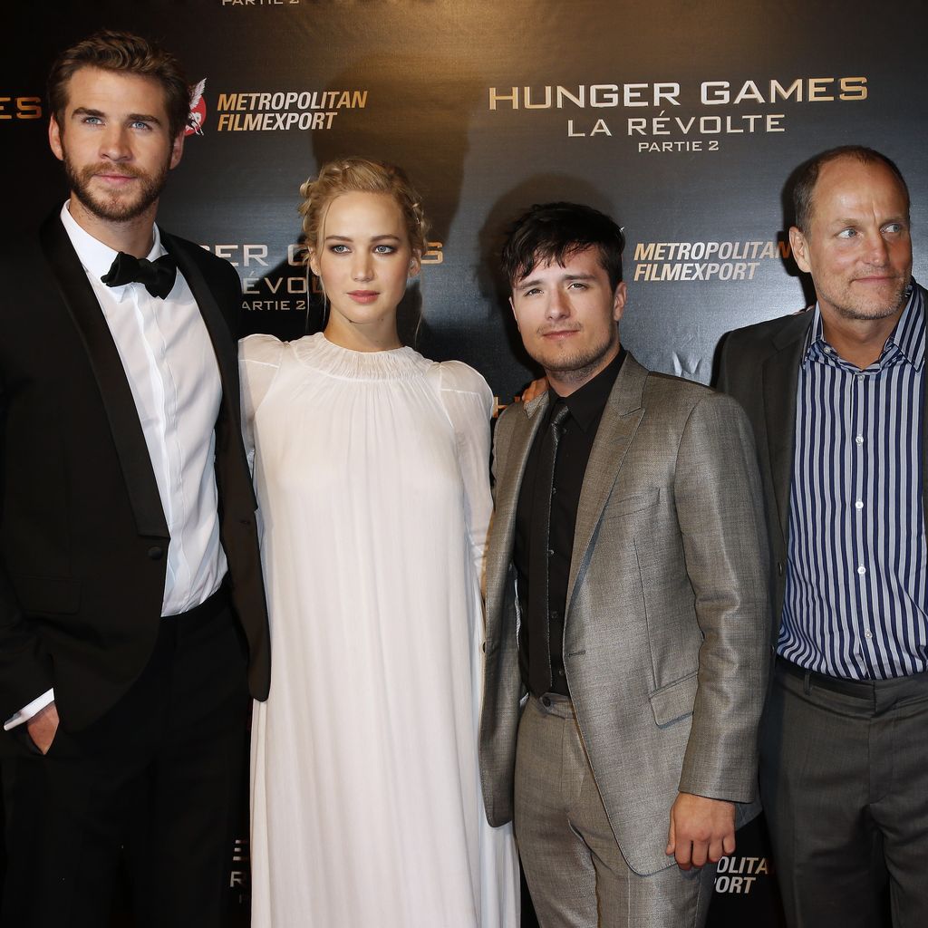 Liam Hemsworth, Jennifer Lawrence, Josh Hutcherson, Woody Harrelson und Francis Lawrence