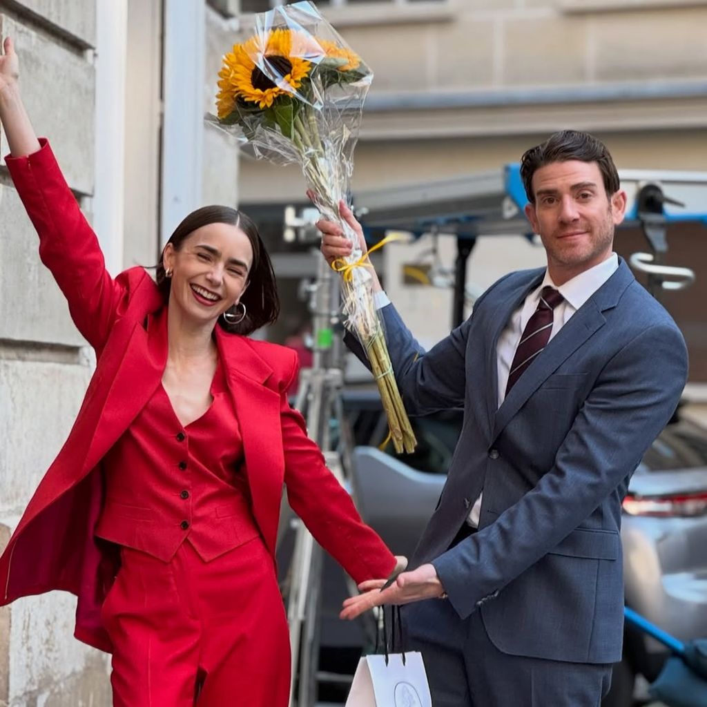 Lily Collins und Bryan Greenberg bei den "Emily in Paris"-Dreharbeiten, Staffel 5