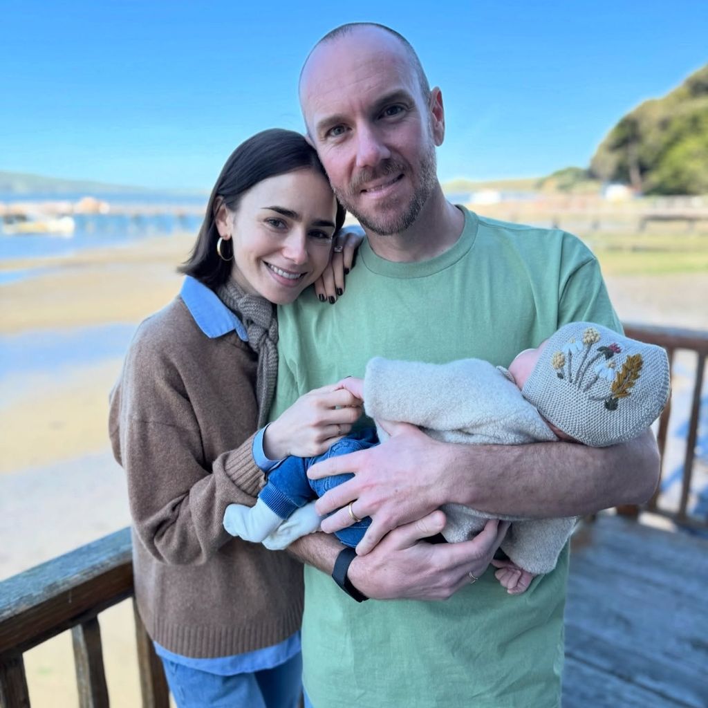 Lily Collins und Charlie McDowell mit ihrer Tochter Tove Jane