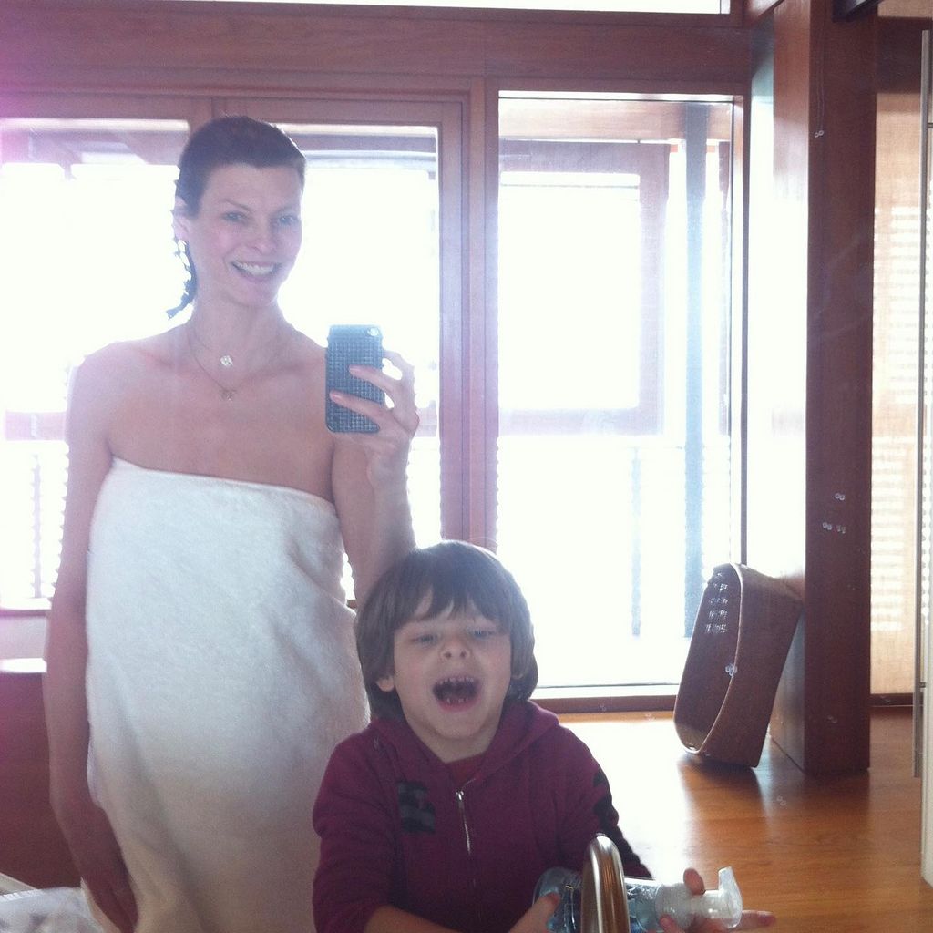 Linda Evangelista mit ihrem Sohn Augustin