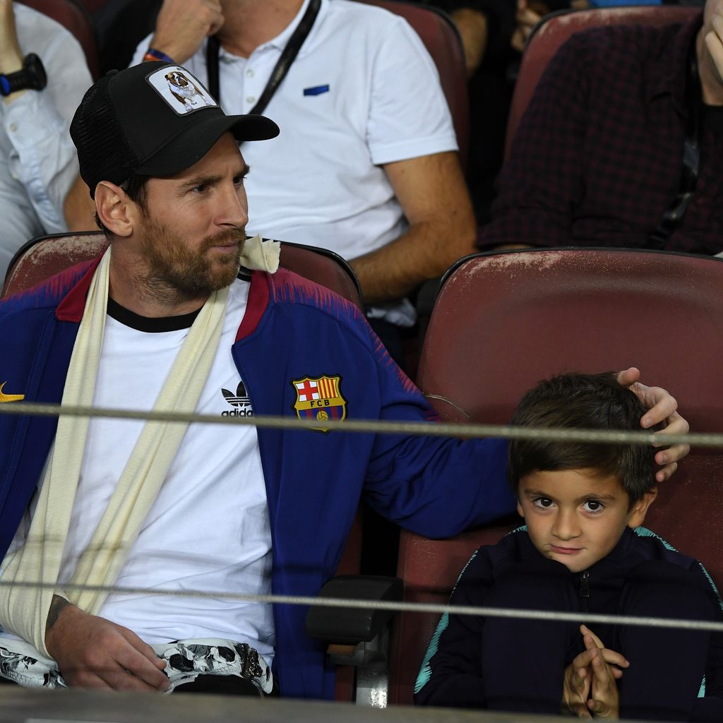 Lionel Messi mit seinem Sohn Thiago im Jahr 2018