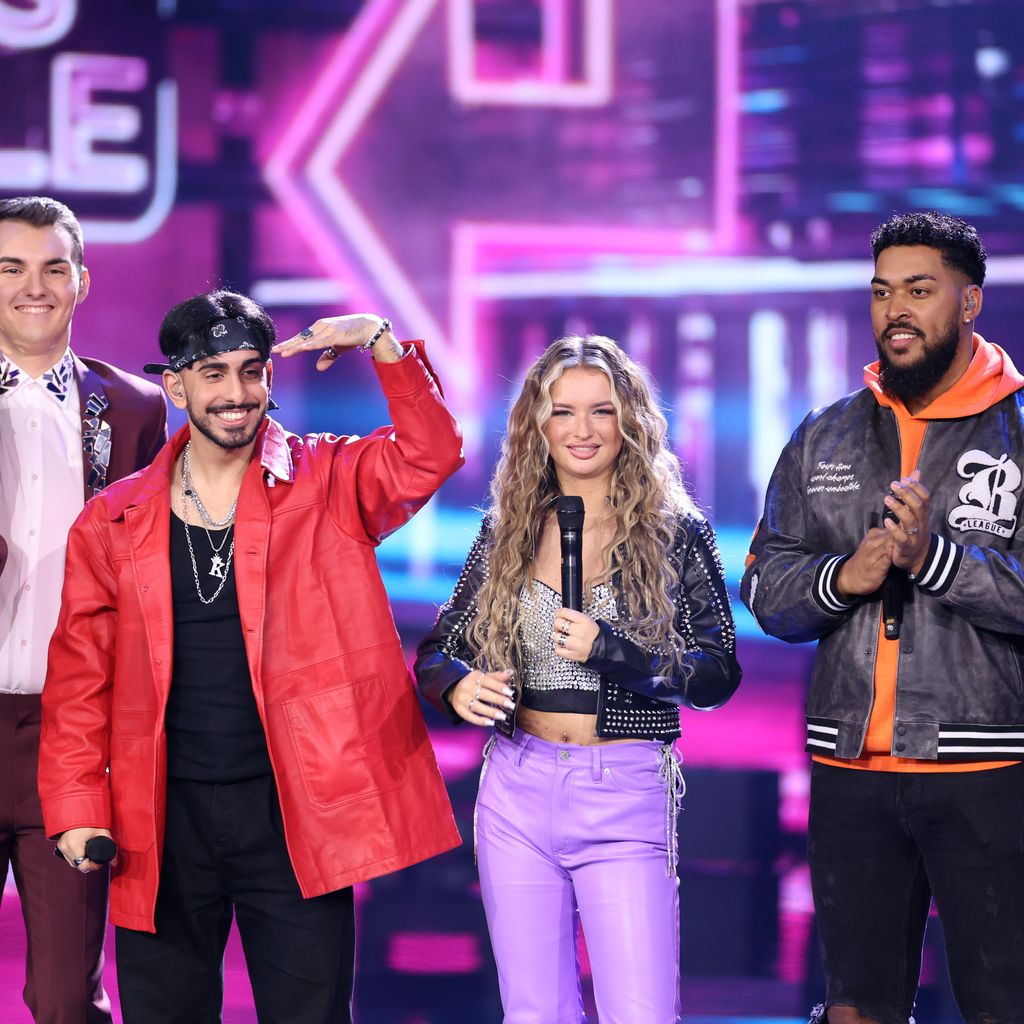 Lorent Berisha, Kiyan Yousefbeik, Monika Gajek und Sem Eisinger im DSDS-Finale 2023