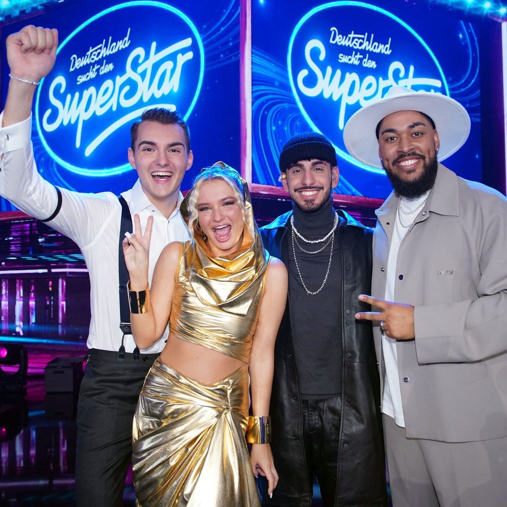 Lorent Berisha, Monika Gajek, Kiyan Yousefbeik und Sem Eisinger bei DSDS 2023