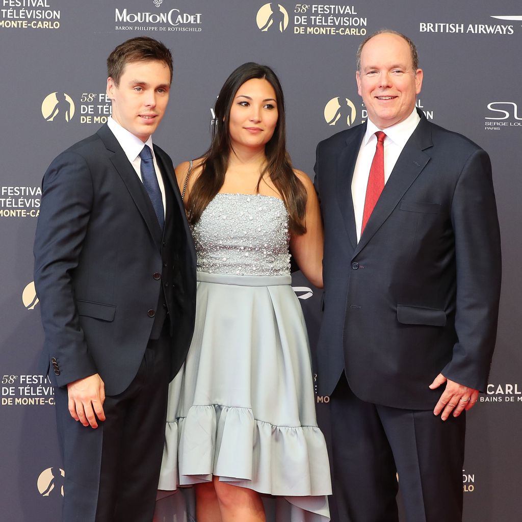 Louis Ducruet mit Marie Chevallier und Prinz Albert II. auf einem Event in Monaco