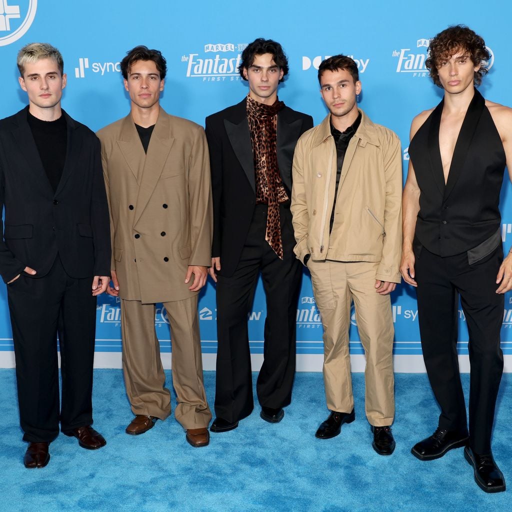 Luis Freitag, Tim Schaecker, Jacob Rott, Julien Brown und Bene Schulz bei der Weltpremiere von "The Fantastic Four: First Steps" in L.A.