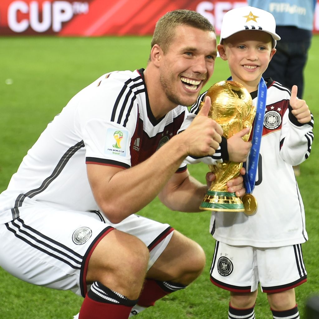 Lukas Podolski und sein Sohn Louis Gabriel bei der Fifa WM 2014