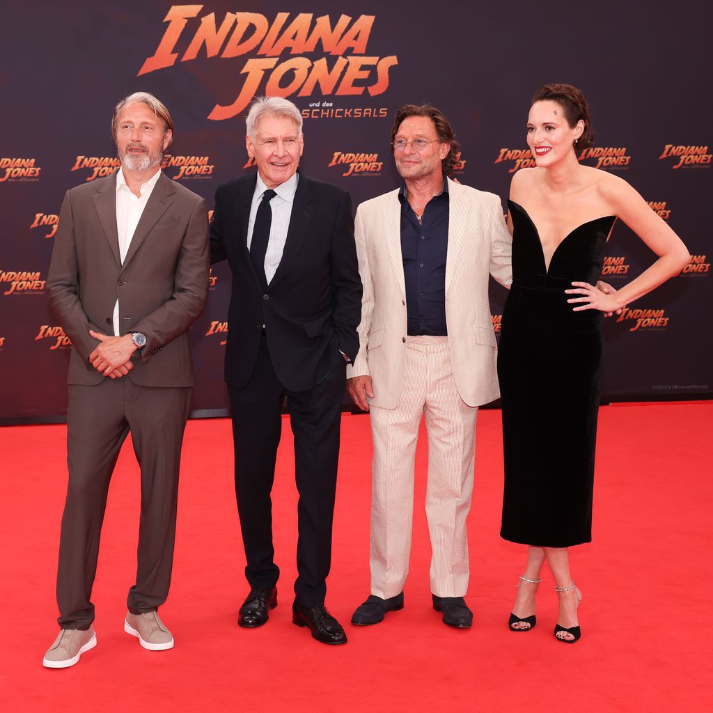 Mads Mikkelsen, Harrison Ford, Thomas Kretschmann und Phoebe Waller-Bridge in Berlin 2023