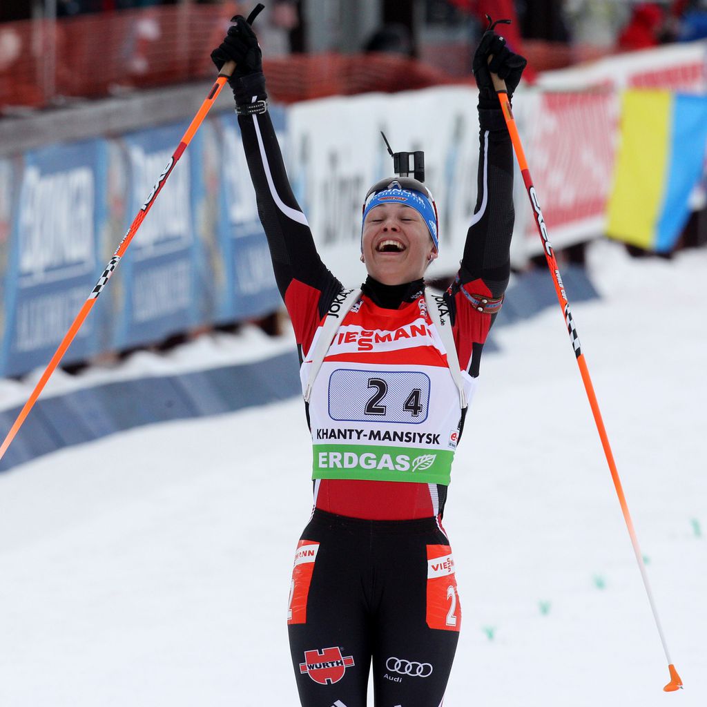 Magdalena Neuner bei Sieg der IBU Biathlon World Championships 2011