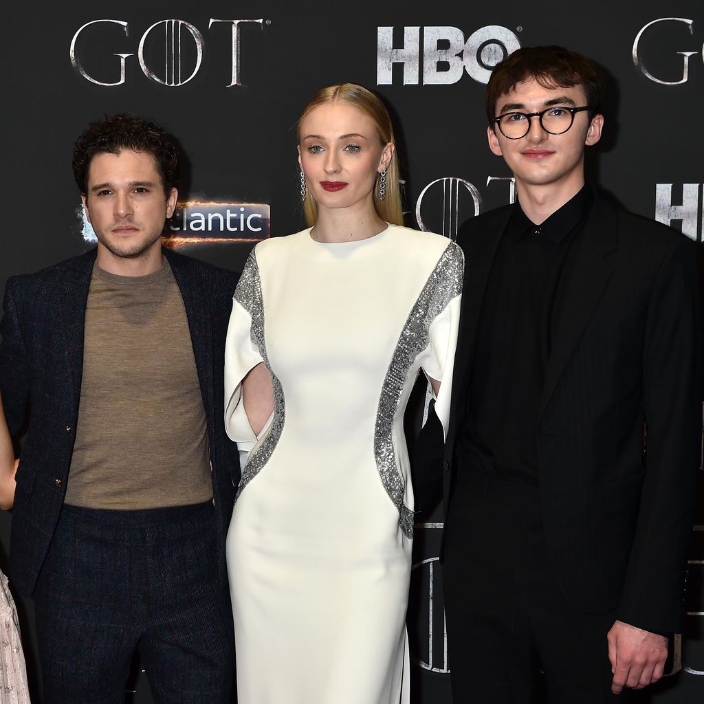 Maisie Williams, Kit Harington, Sophie Turner und Isaac Hempstead Wright im April 2019 in Belfast
