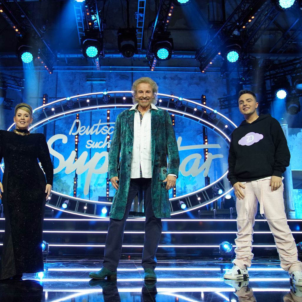 Maite Kelly, Thomas Gottschalk und Mike Singer im DSDS-Halbfinale