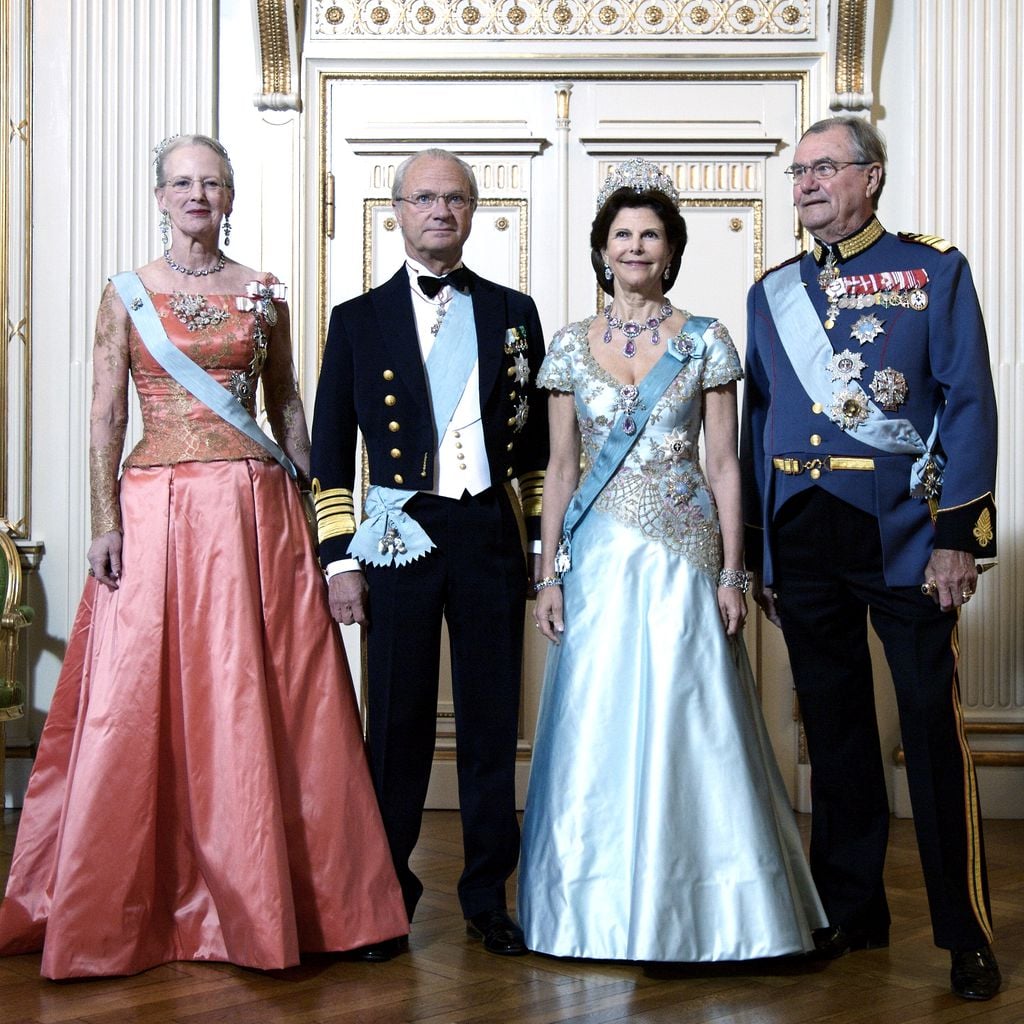 Königin Margrethe & Prinz Henrik (r.) von Dänemark mit Schwedens König Carl Gustaf & Königin Silvia