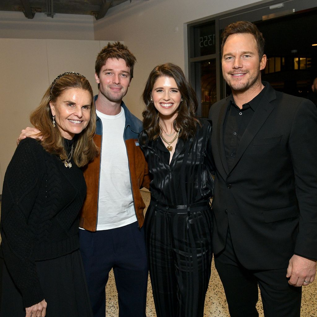 Maria Shriver, Patrick Schwarzenegger, Katherine Schwarzenegger und Chris Pratt