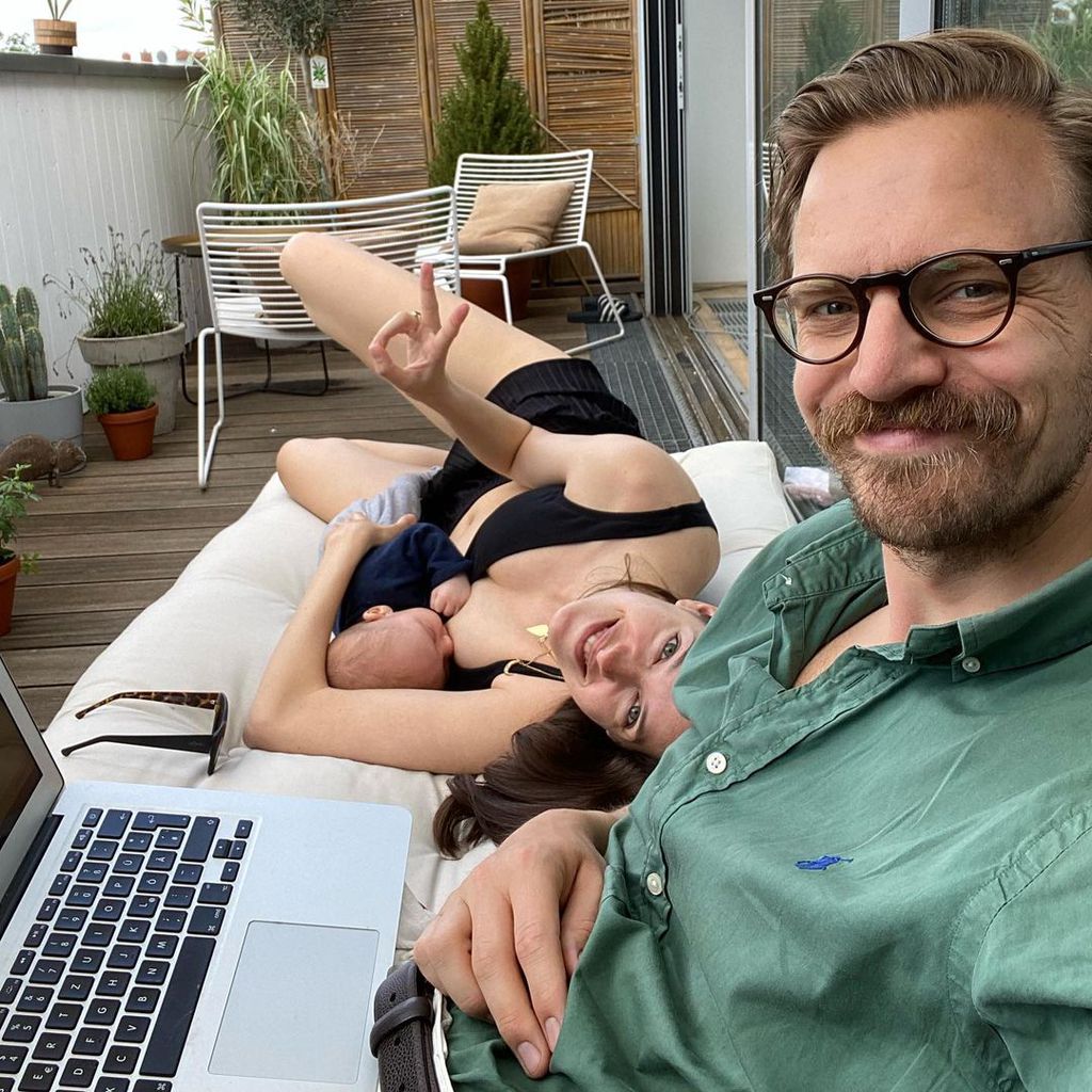 Marie Nasemann mit ihrem Partner Sebastian und ihrem gemeinsamen Sohn