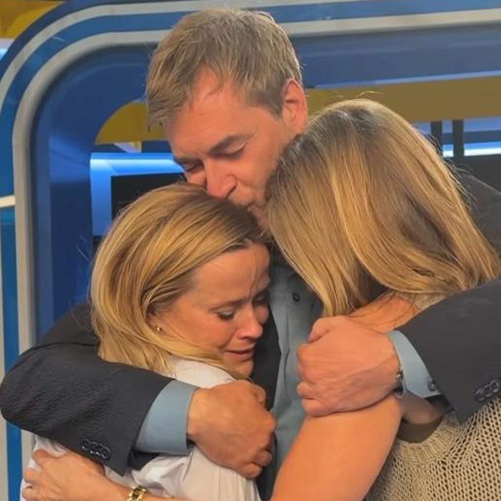 Mark Duplass, Reese Witherspoon und Jennifer Aniston am Set der "The Morning Show"