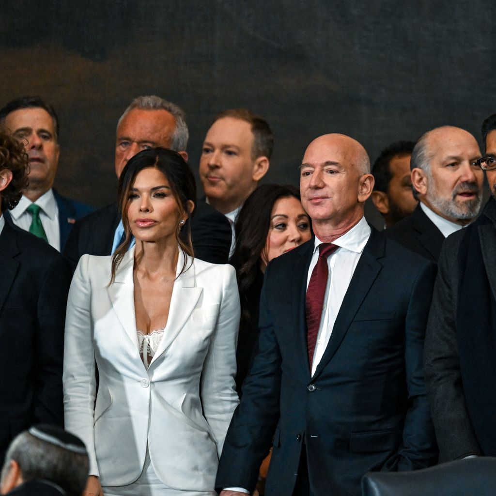 Mark Zuckerberg, Lauren Sánchez, Jeff Bezos und Sundar Pichai bei Trumps Amtseinführung, Januar 2025