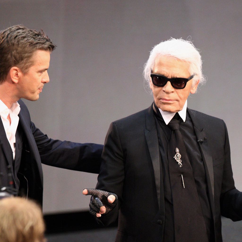 Markus Lanz und Karl Lagerfeld, 2012 in Düsseldorf