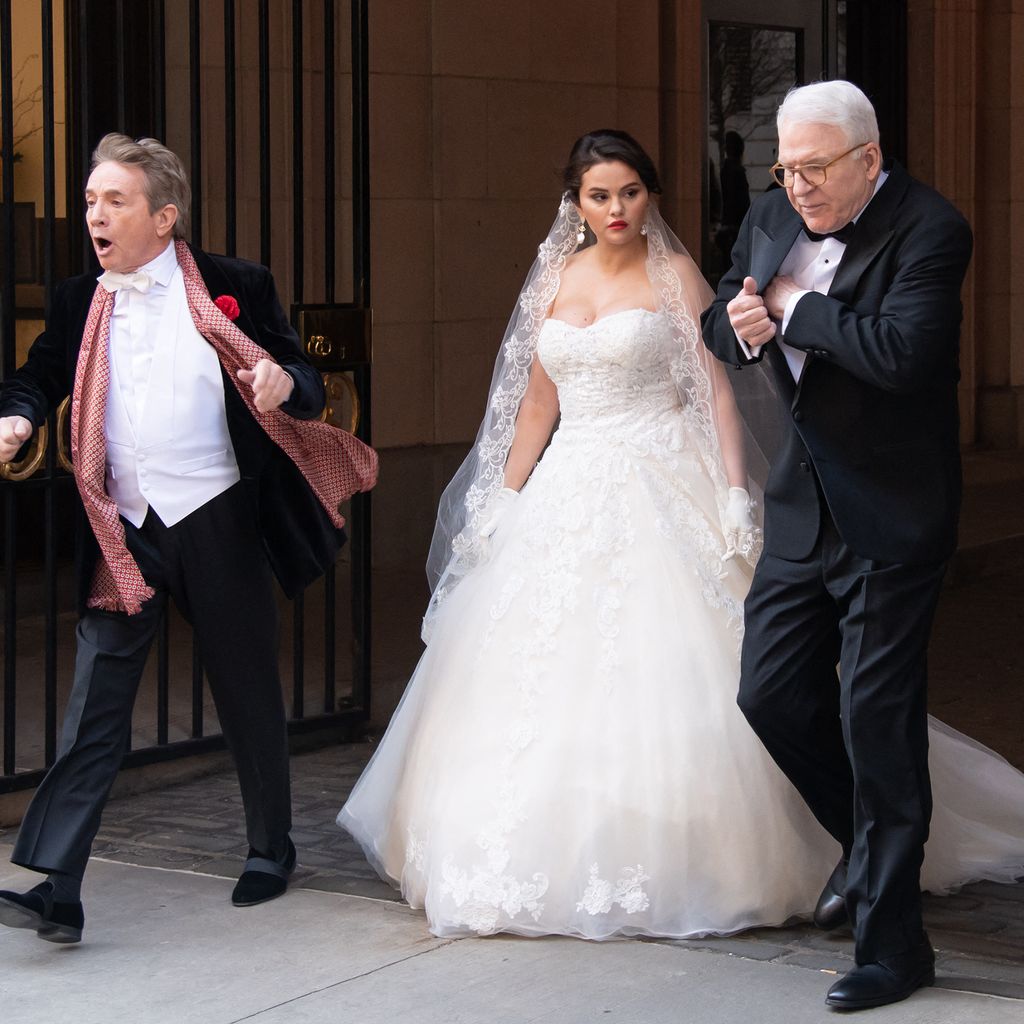 Martin Short, Selena Gomez und Steve Martin am Set von "Only Murders in the Building"