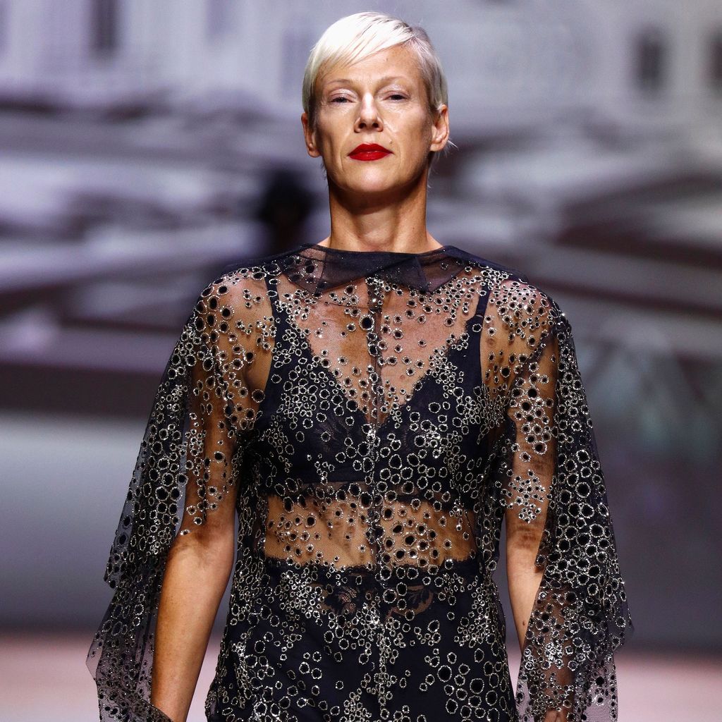 Martina Gleissenebner-Teskey auf einer Fashionshow von Kilian Kerner
