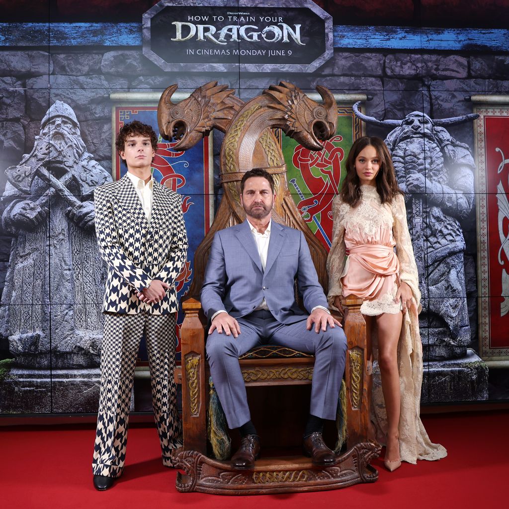Mason Thames, Gerard Butler und Nico Parker, "Drachenzähmen leicht gemacht"-Cast