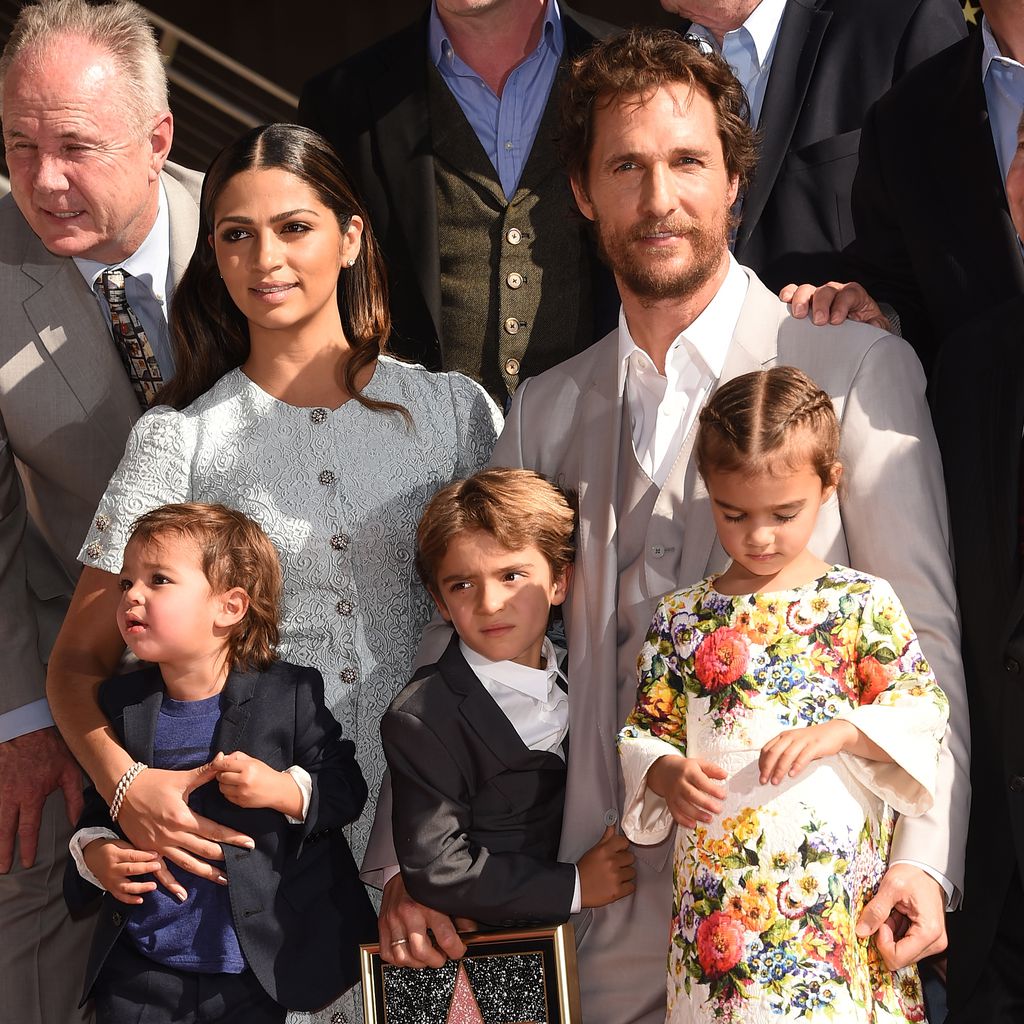 Matthew McConaughey mit seiner Frau Camila Alves und den Kindern Livingston, Levi und Vida, 2014