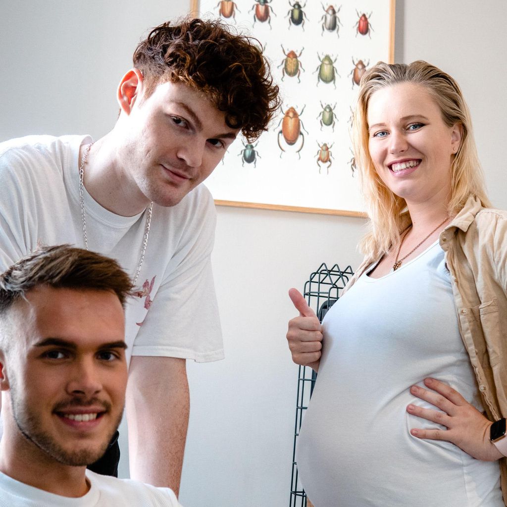 Maurice Schmitz, Nico Abrell und Nina König am Set des Musikvideos zur Single "Nicht verdient"